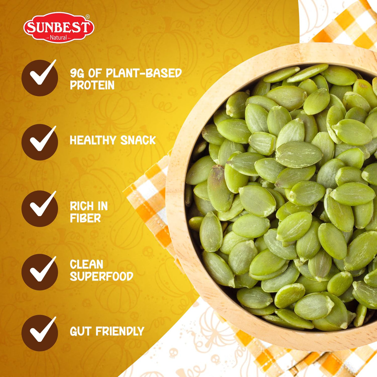 Sunbest Natural Raw Pumpkin Seeds – 5 lb Bulk Unsalted & Shelled Pepitas