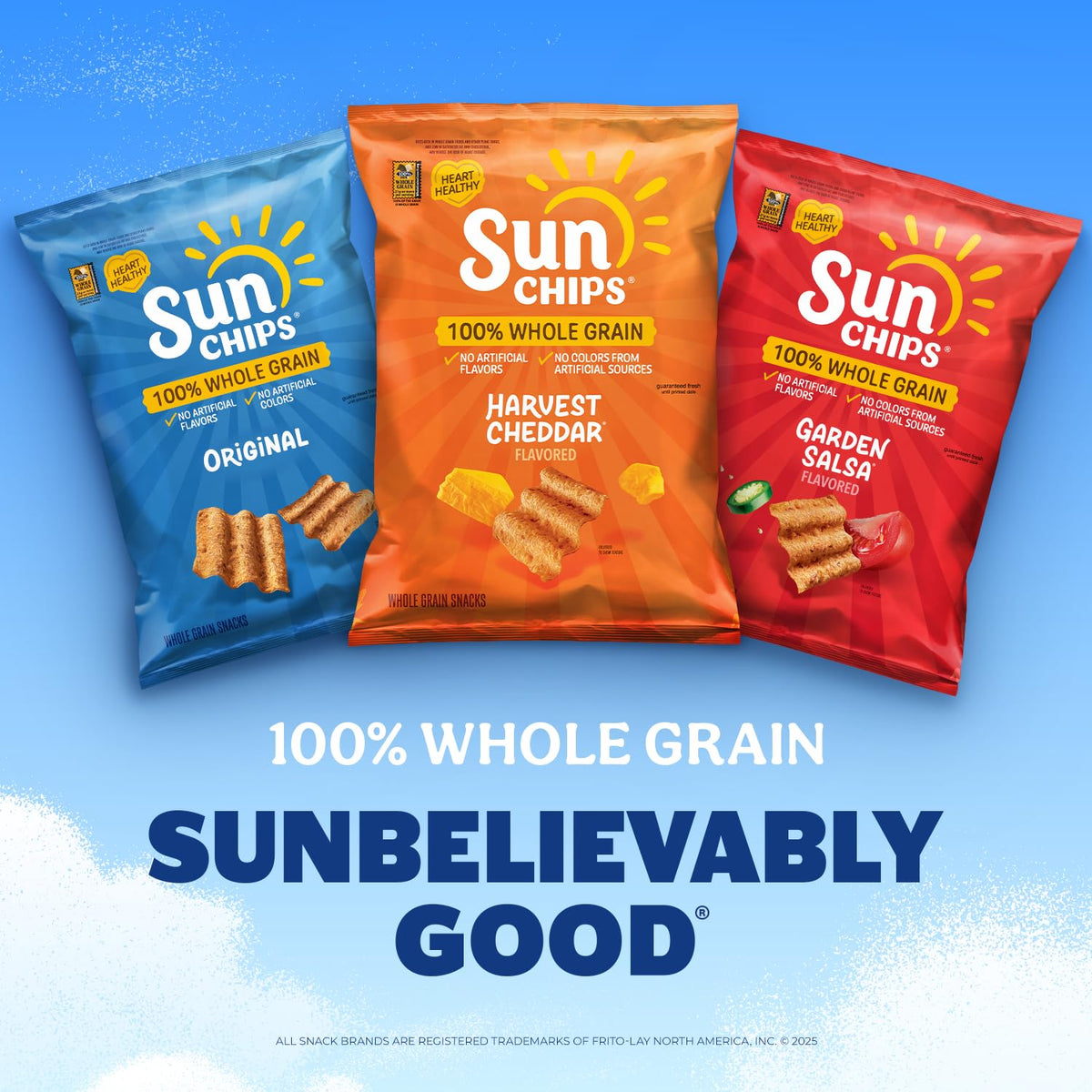 SunChips Harvest Cheddar 100% Whole Grain Chips — 40 Bags, 1 oz Each | No Artificial Flavors or Colors | 30% Less Fat