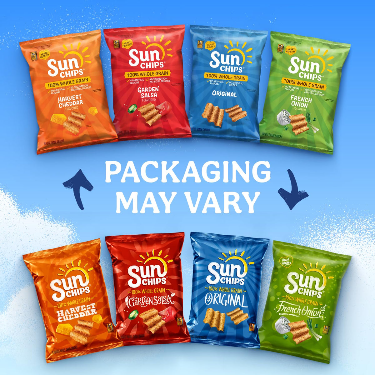 SunChips Harvest Cheddar 100% Whole Grain Chips — 40 Bags, 1 oz Each | No Artificial Flavors or Colors | 30% Less Fat