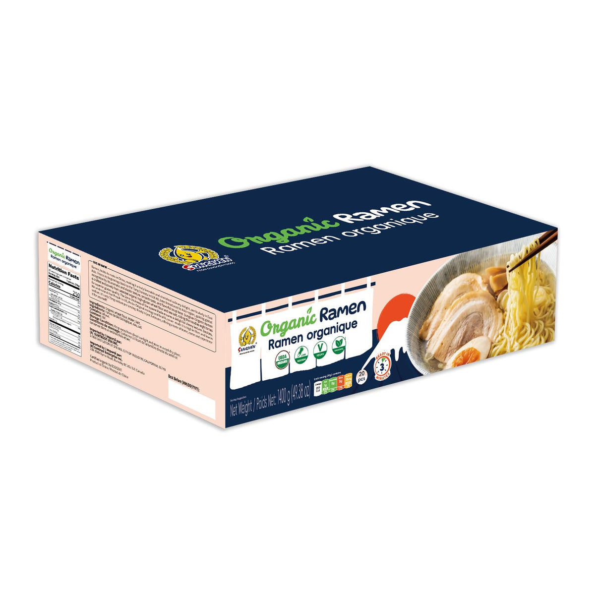 SUNGIVEN Organic Ramen Noodles – Low Sodium, Ready in 3 Minutes, No Additives