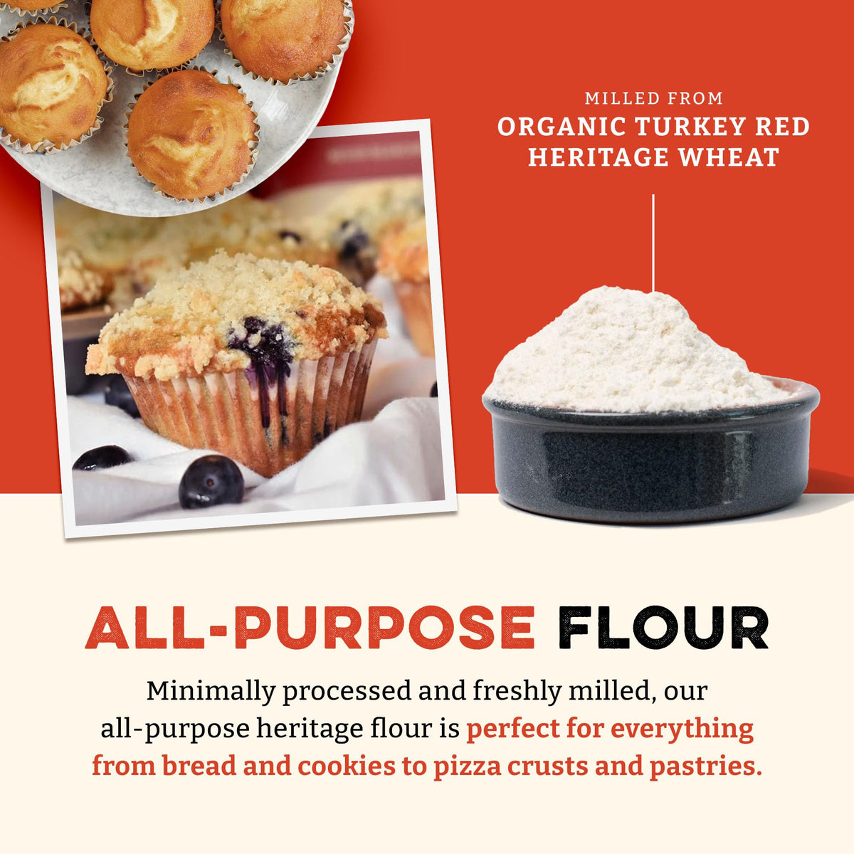Sunrise Flour Mill Heritage Organic White Flour – Unbleached All-Purpose, High-Protein, Glyphosate-Free (USDA Organic)