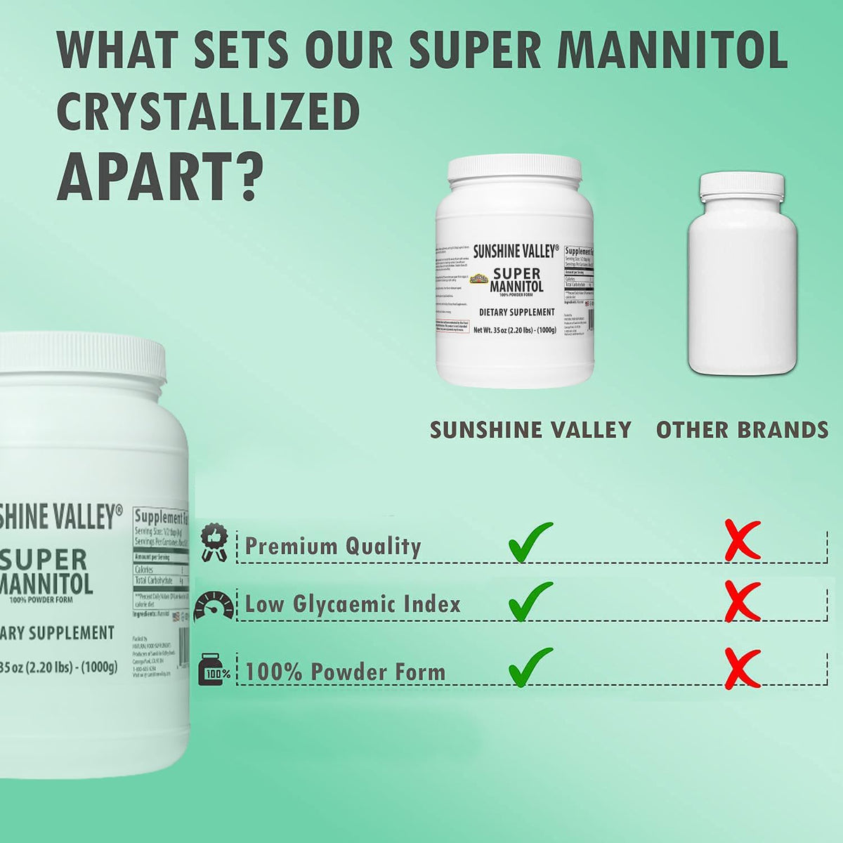 Sunshine Valley Mannitol Powder – Sugar-Free Sweetener for Coffee & Recipes | 35 oz