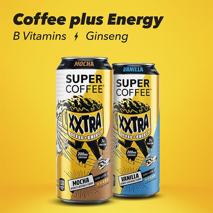 SUPER COFFEE XXTRA Keto Protein Coffee – 7g Protein, 0g Added Sugar, 130 Calories, Caramel, 15oz Can (12 Pack) | Iced Smart Coffee