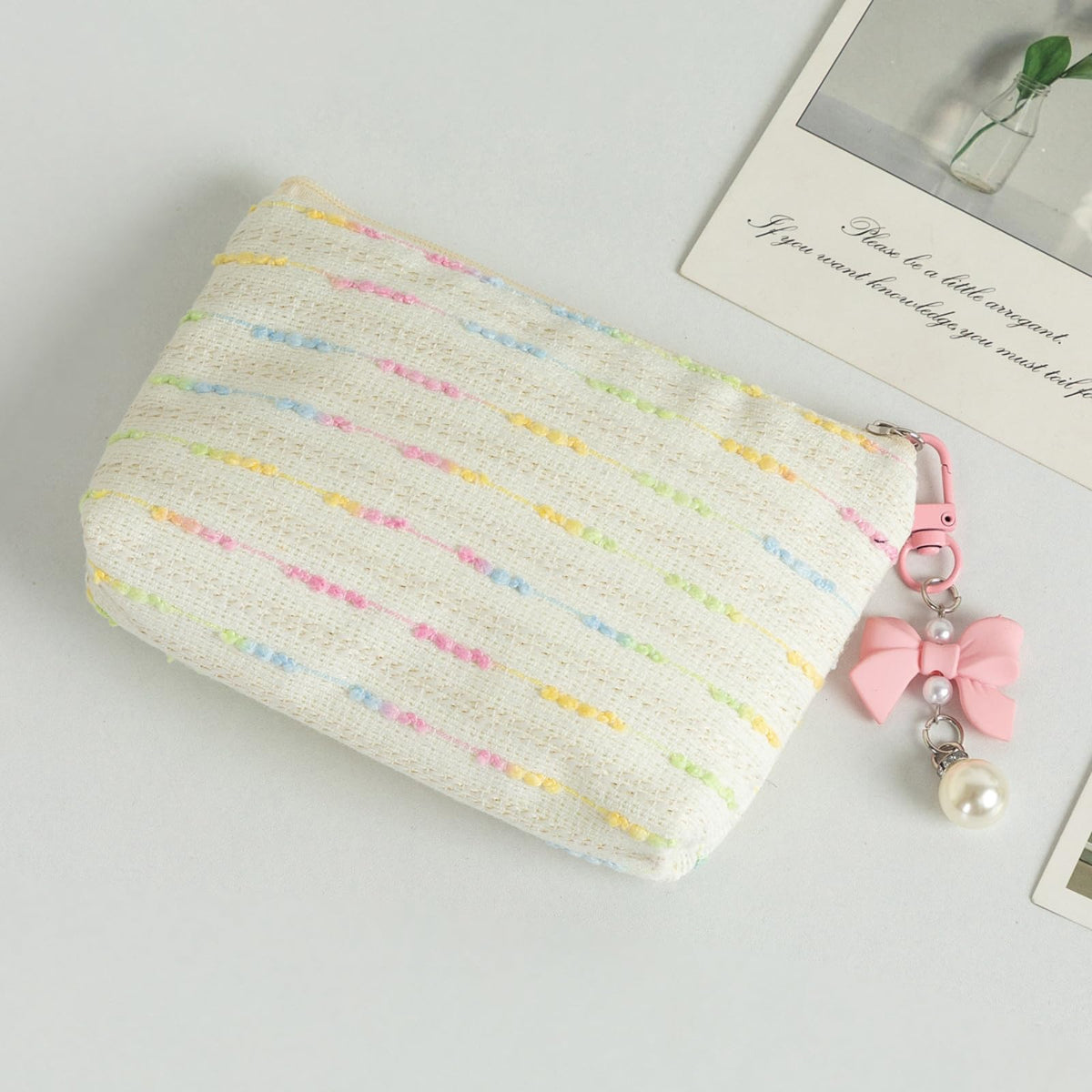 SUSOYAOCHEN Coin Purse Storage Pouch, Small Fabric Zipper Change Holder Travel Cosmetic Bag Mini Pocket Wallet for Girl Women Organize Cosmetic, Lipstick, Jewelry （White）