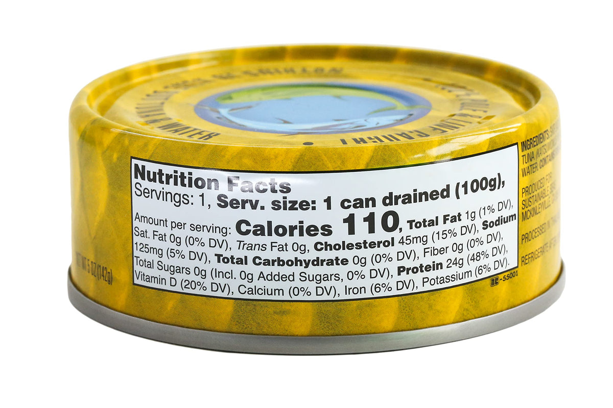 Sustainable Seas Chunk Light Tuna in Water, No Salt Added, 5 oz Can (Pack of 12)