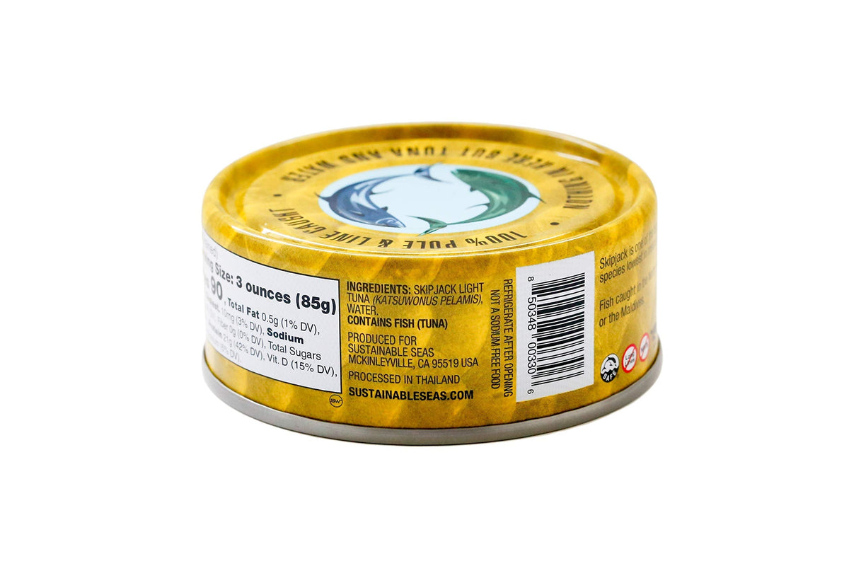 Sustainable Seas Chunk Light Tuna in Water, No Salt Added, 5 oz Can (Pack of 12)