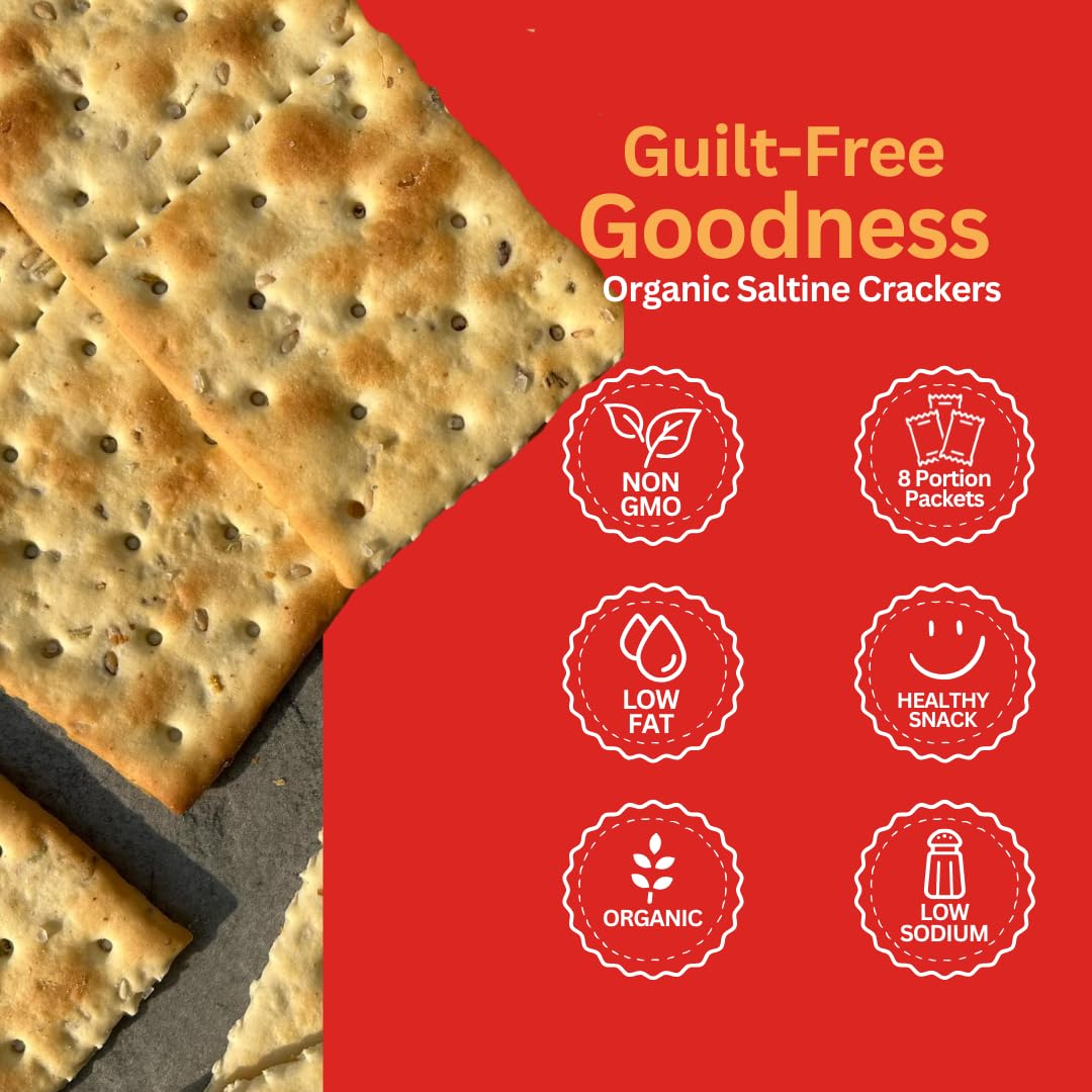 Suzie's Organic Saltines Crackers – Extra Virgin Olive Oil, Low Saturated Fat, Vegan Snack | 6-Pack 8.8oz