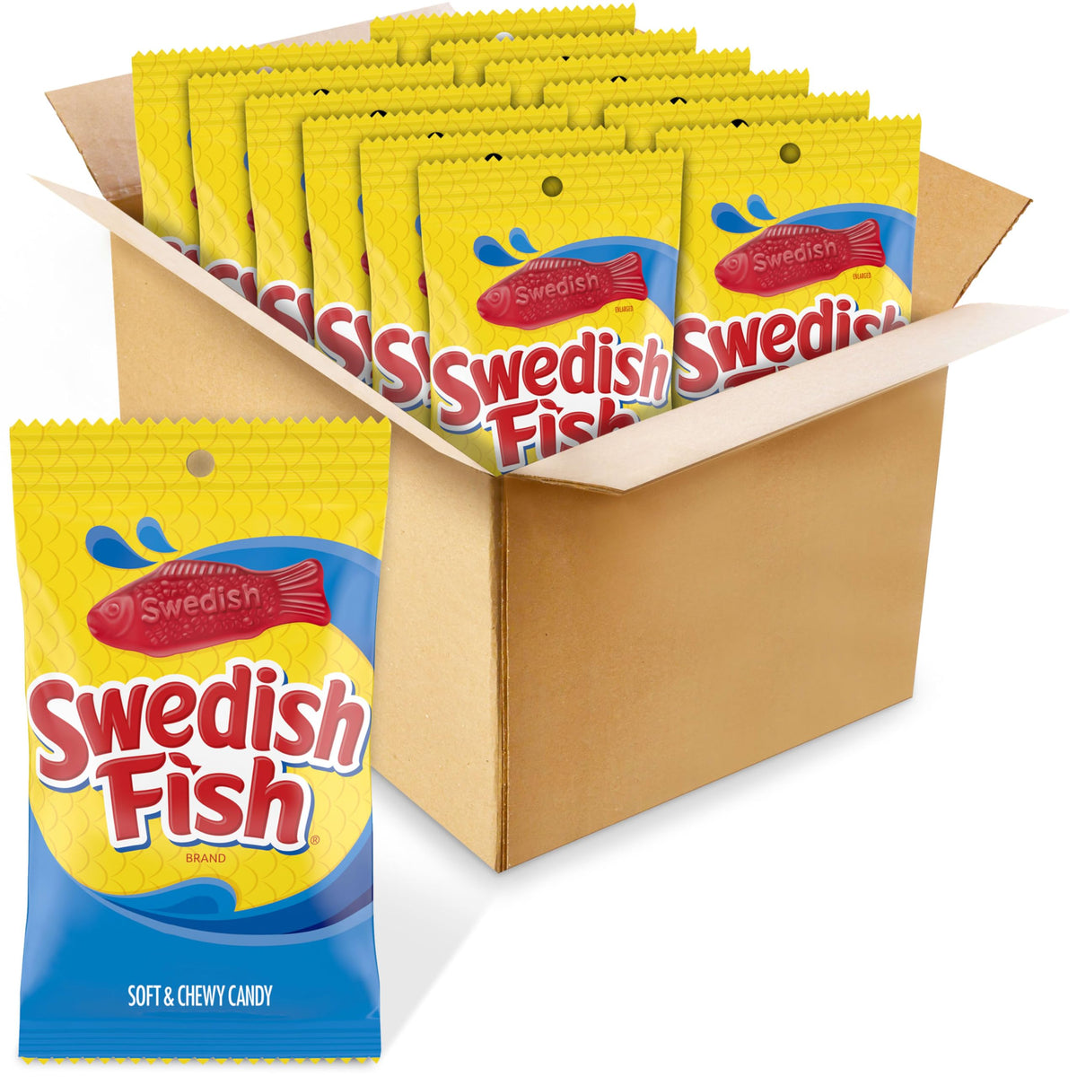 SWEDISH FISH Soft & Chewy Gummy Candy – 12 x 8 oz Bags | Bulk Candy