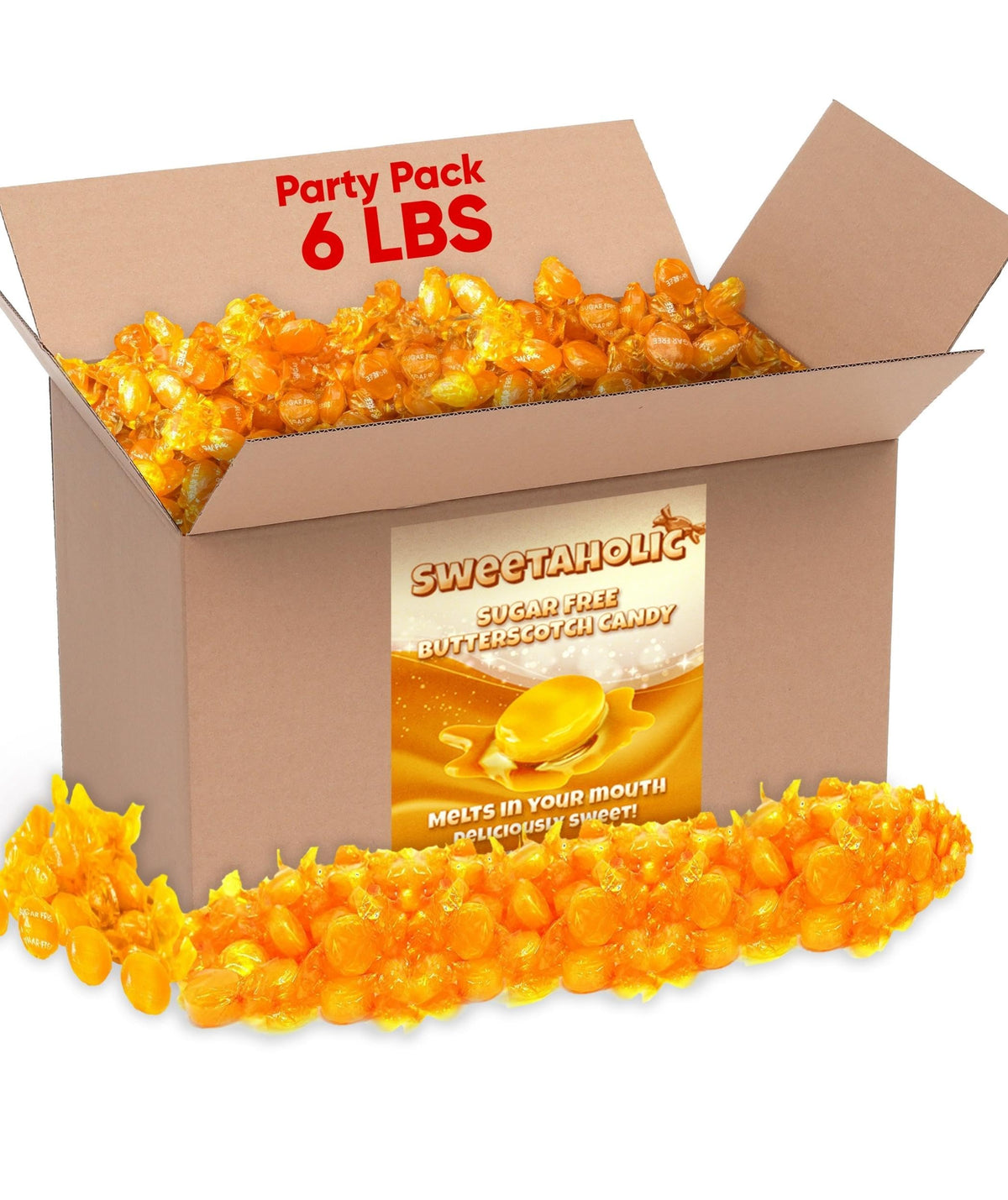 Sweetaholic Sugar Free Butterscotch — 6 lb Bulk Hard Candy (Individually Wrapped) | Zero Sugar