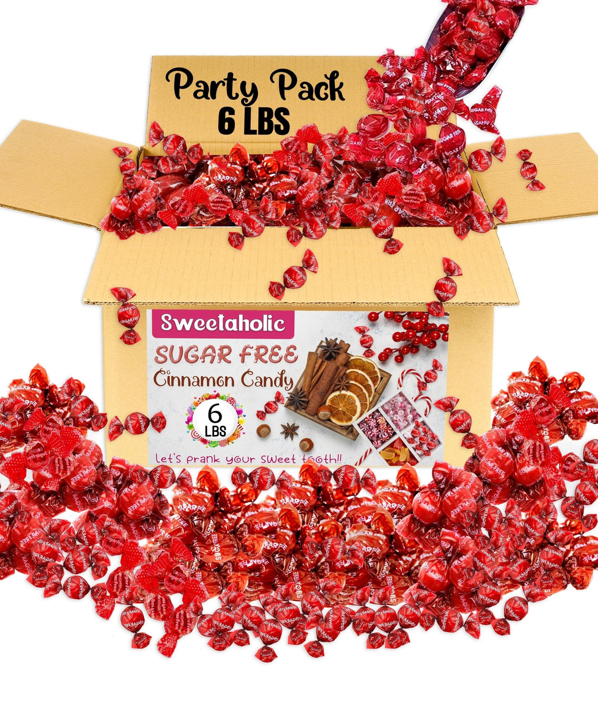 Sweetaholic Sugar Free Cinnamon Hard Candy – 6 lb | Zero Sugar, Low Calorie, Individually Wrapped