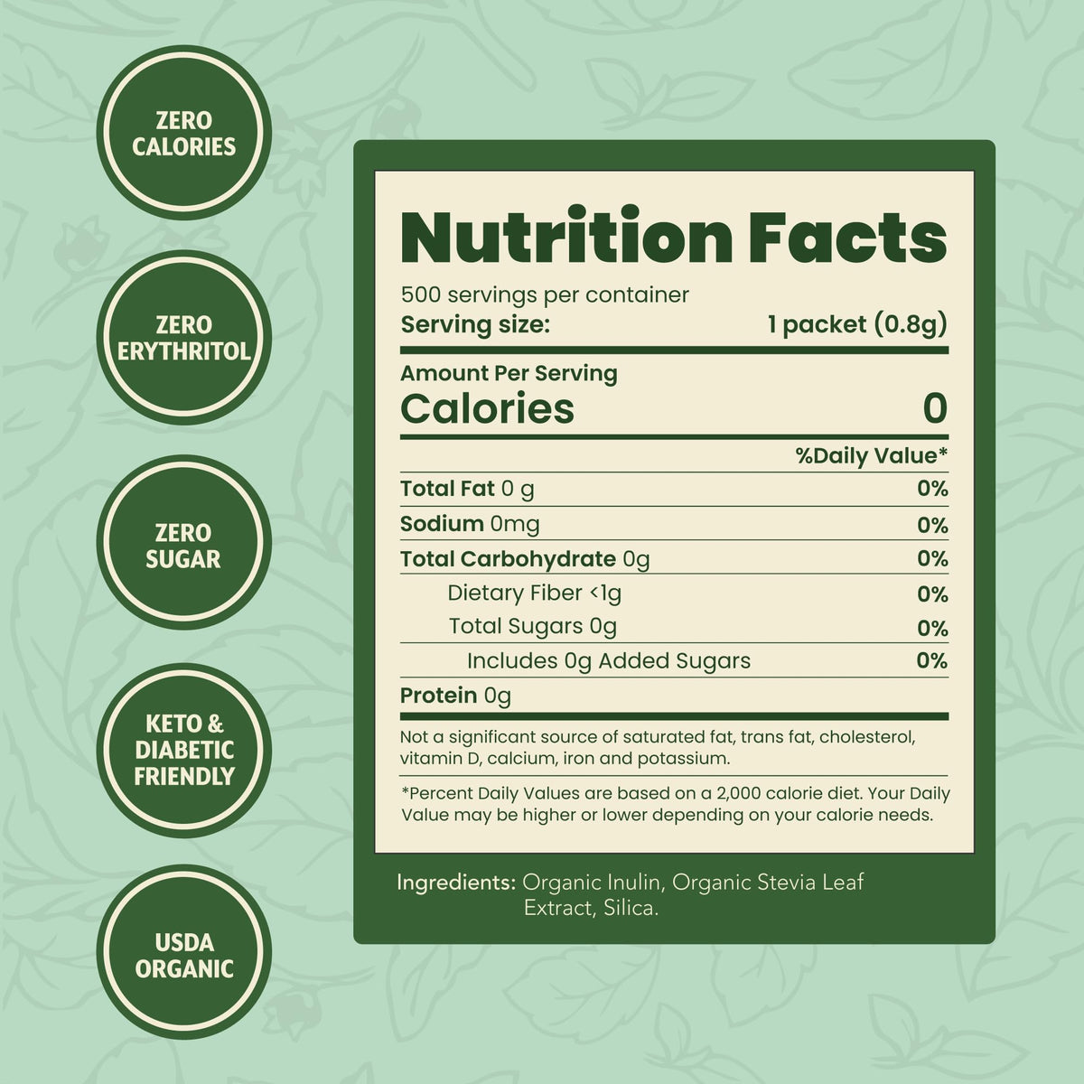 SweetLeaf Organic Stevia Packets – Zero Calorie, Sugar Free, Keto & Gluten Free, 500 Count (Pack of 1)