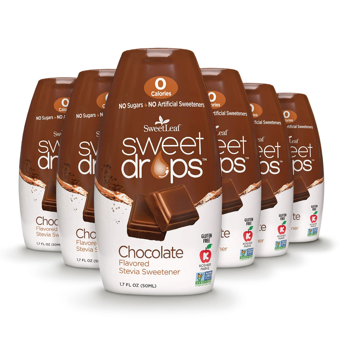 SweetLeaf Sweet Drops - Chocolate Flavored Stevia Liquid, Zero Calories, Keto Friendly, Gluten Free, Pack of 6