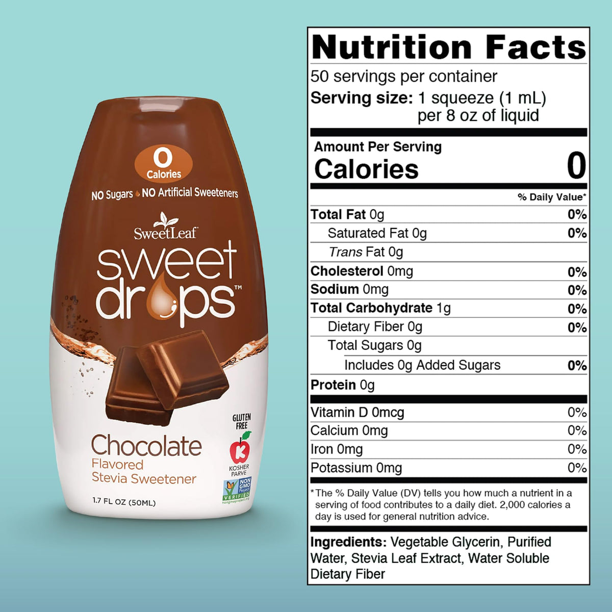 SweetLeaf Sweet Drops - Chocolate Flavored Stevia Liquid, Zero Calories, Keto Friendly, Gluten Free, Pack of 6