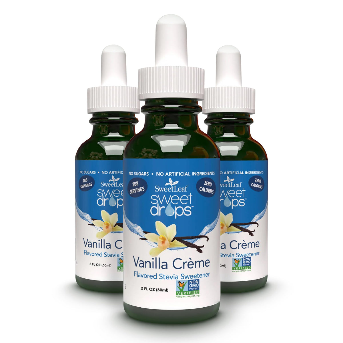 SweetLeaf Sweet Drops Vanilla Creme – Zero Calorie Stevia Liquid, Organic, Keto, Non-GMO (Pack of 3)