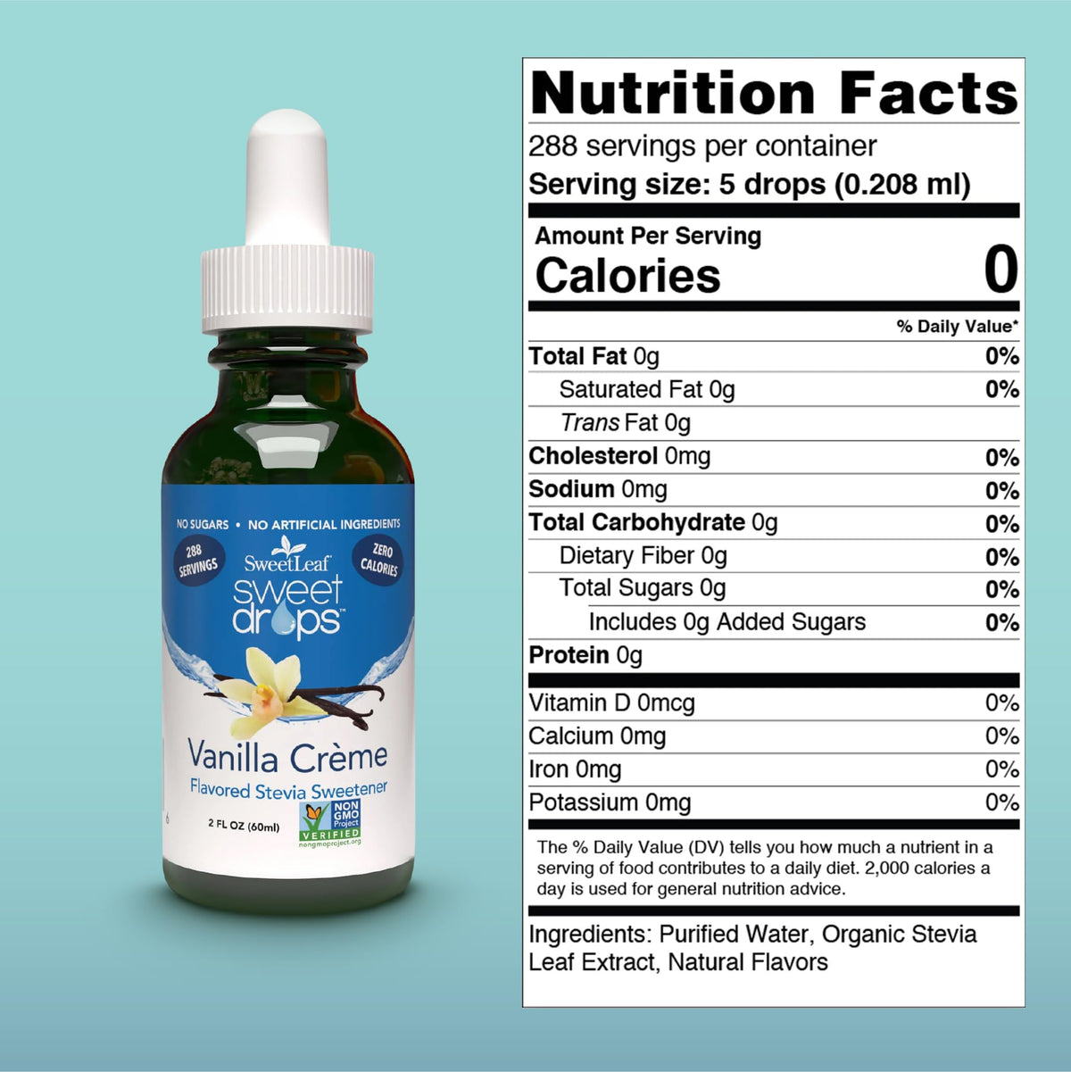 SweetLeaf Sweet Drops Vanilla Creme – Zero Calorie Stevia Liquid, Organic, Keto, Non-GMO (Pack of 3)