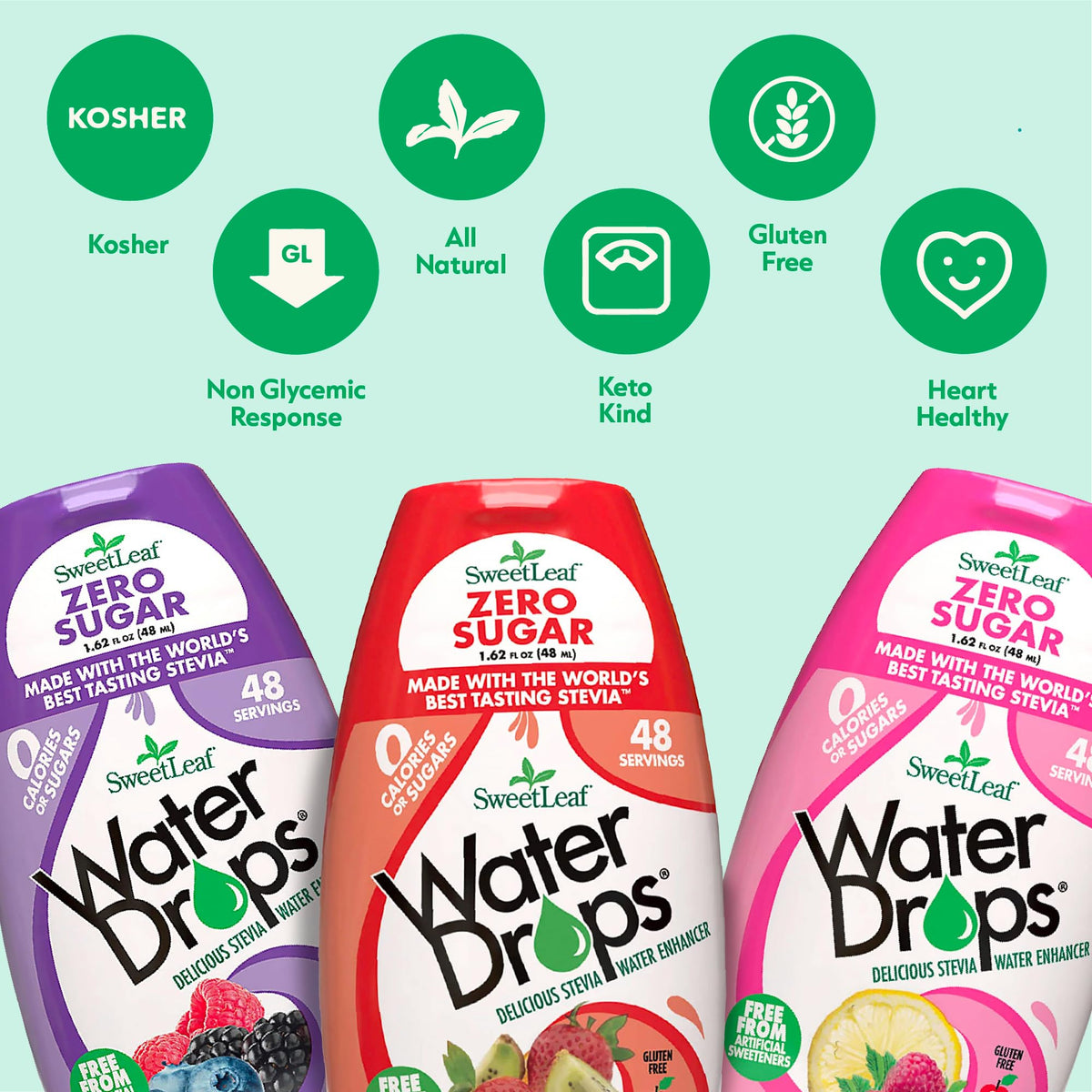 SweetLeaf Water Drops Strawberry Kiwi – Zero Calorie, Sugar Free, Keto Friendly, Gluten Free (1.62 fl oz, Pack of 6)
