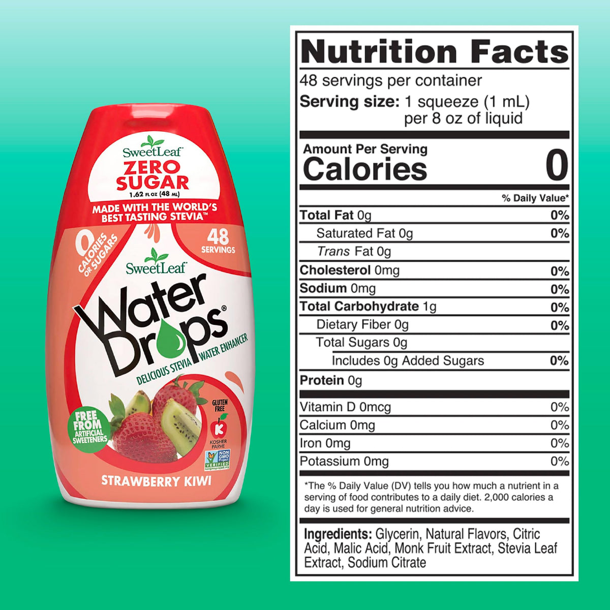 SweetLeaf Water Drops Strawberry Kiwi – Zero Calorie, Sugar Free, Keto Friendly, Gluten Free (1.62 fl oz, Pack of 6)