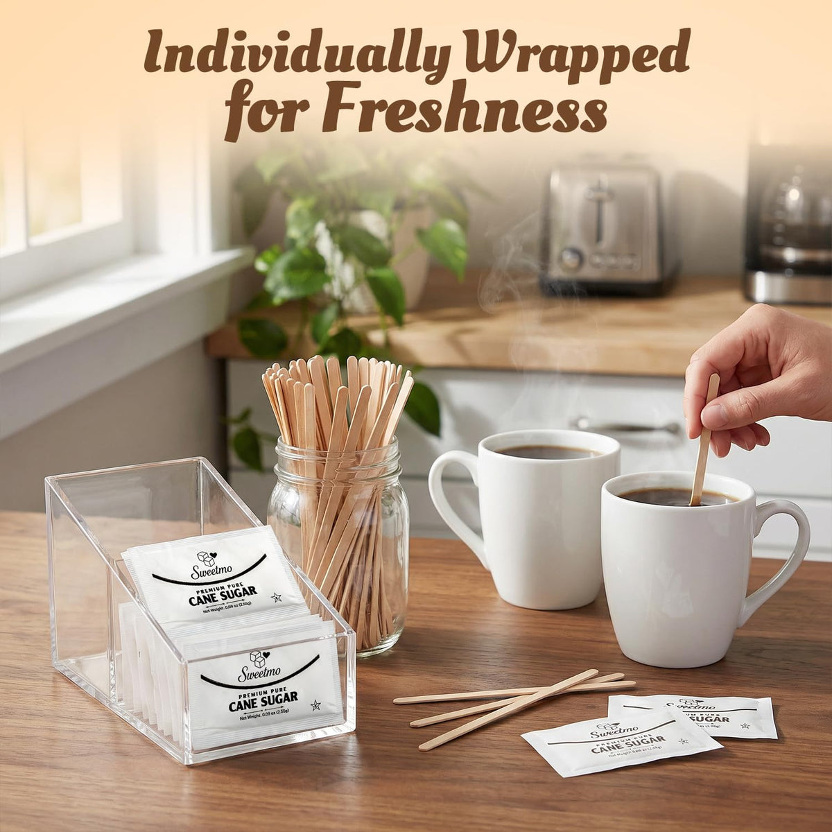 Sweetmo Sugar Packets 1000 Count – Pure Cane White Sugar Packets for Coffee & Food Service