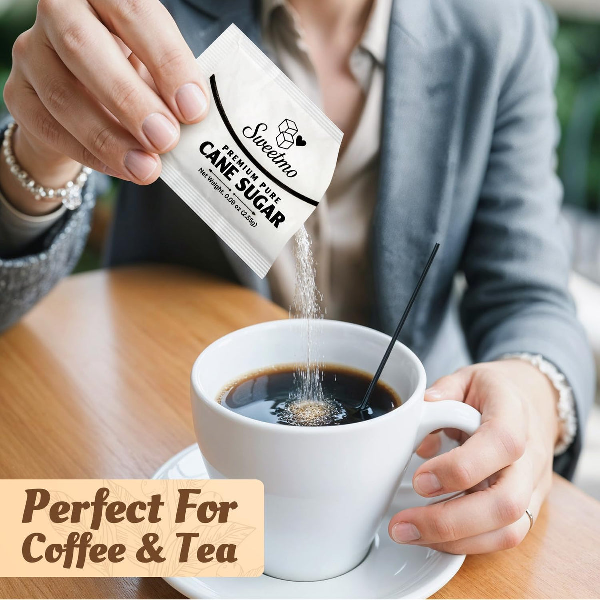 Sweetmo Sugar Packets 1000 Count – Pure Cane White Sugar Packets for Coffee & Food Service