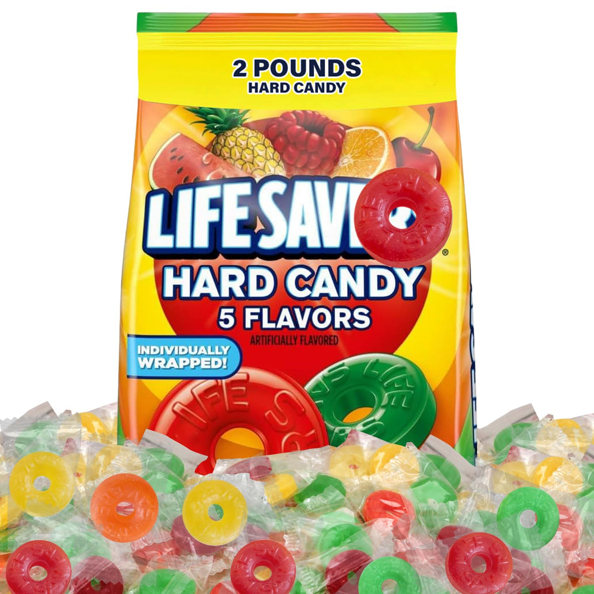 SWEETSIDE CANDY CO. Assorted Hard Fruit Candy Bulk – 2 lb, Individually Wrapped, Ideal for Buffets, Party Favors, and Snacking