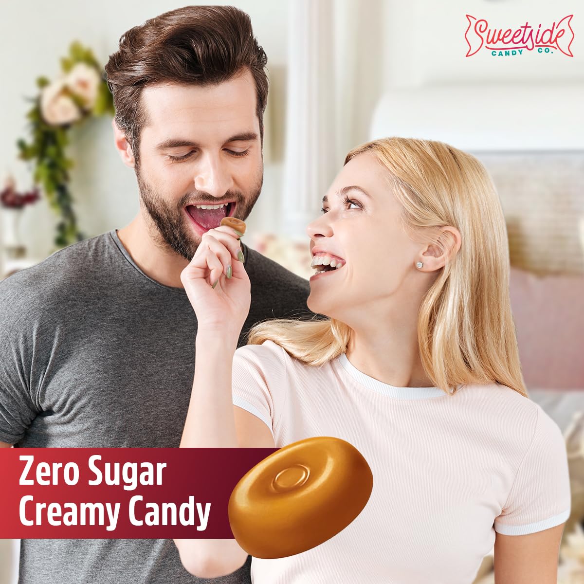 SWEETSIDE CANDY CO. Original Caramel Hard Candies – Sugar Free 2-Pack, 7.7oz Each