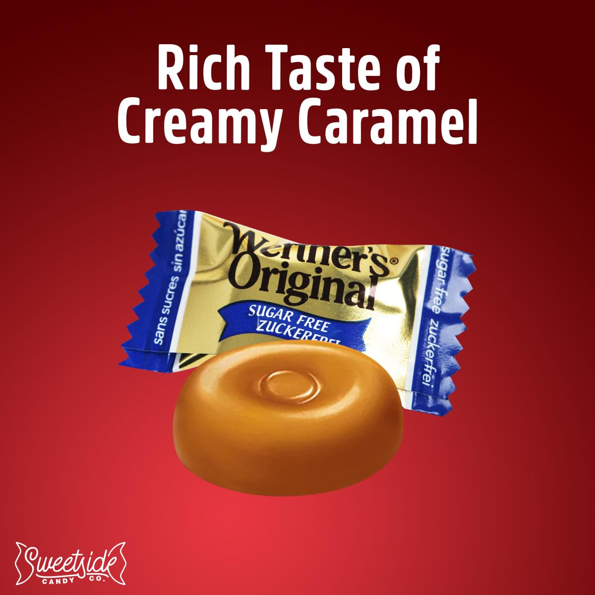 SWEETSIDE CANDY CO. Original Caramel Hard Candies – Sugar Free 2-Pack, 7.7oz Each