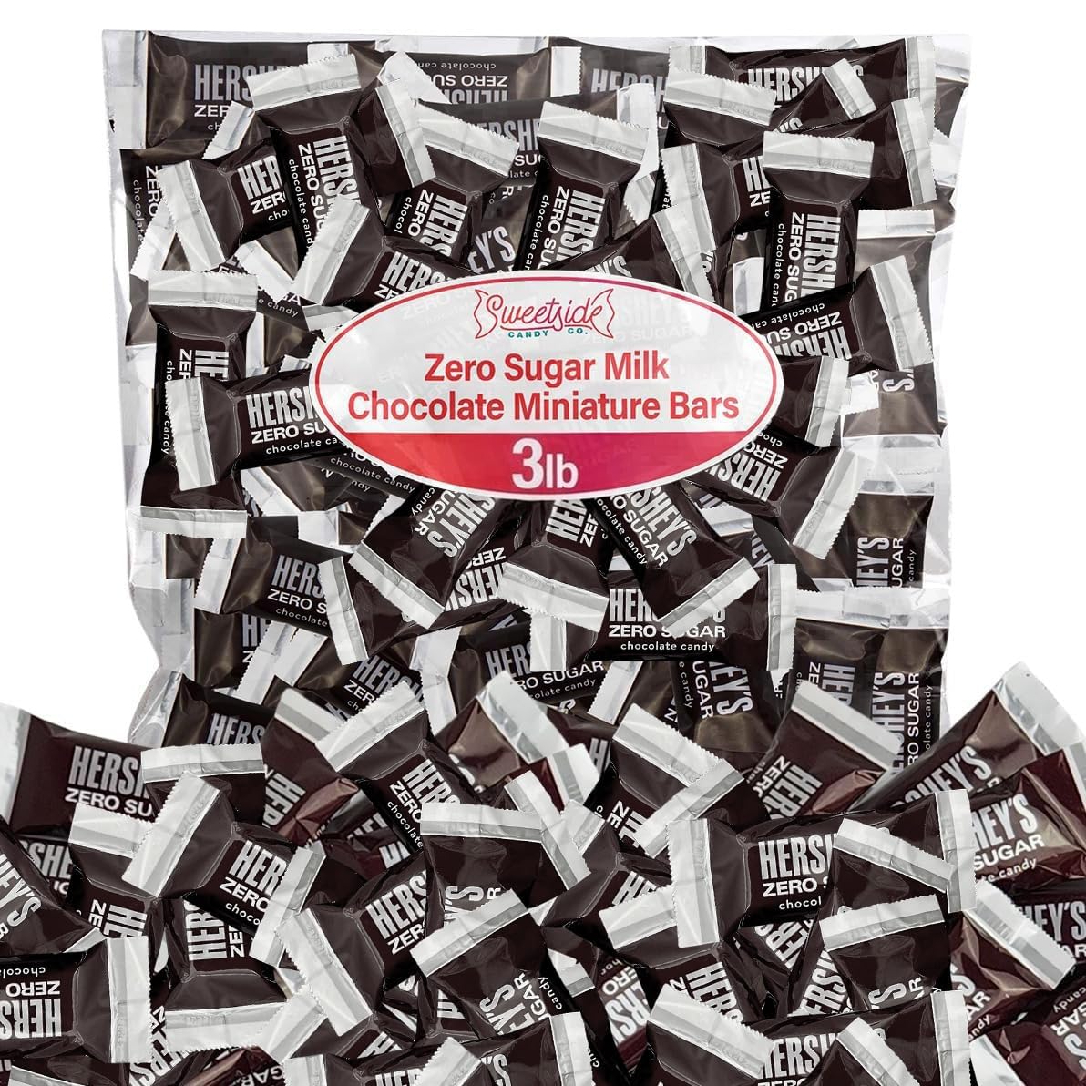 Zero Sugar Milk Chocolate Candy — 3 lb Bulk Bag | Creamy Sugar-Free Mini Bars | SWEETSIDE CANDY CO.