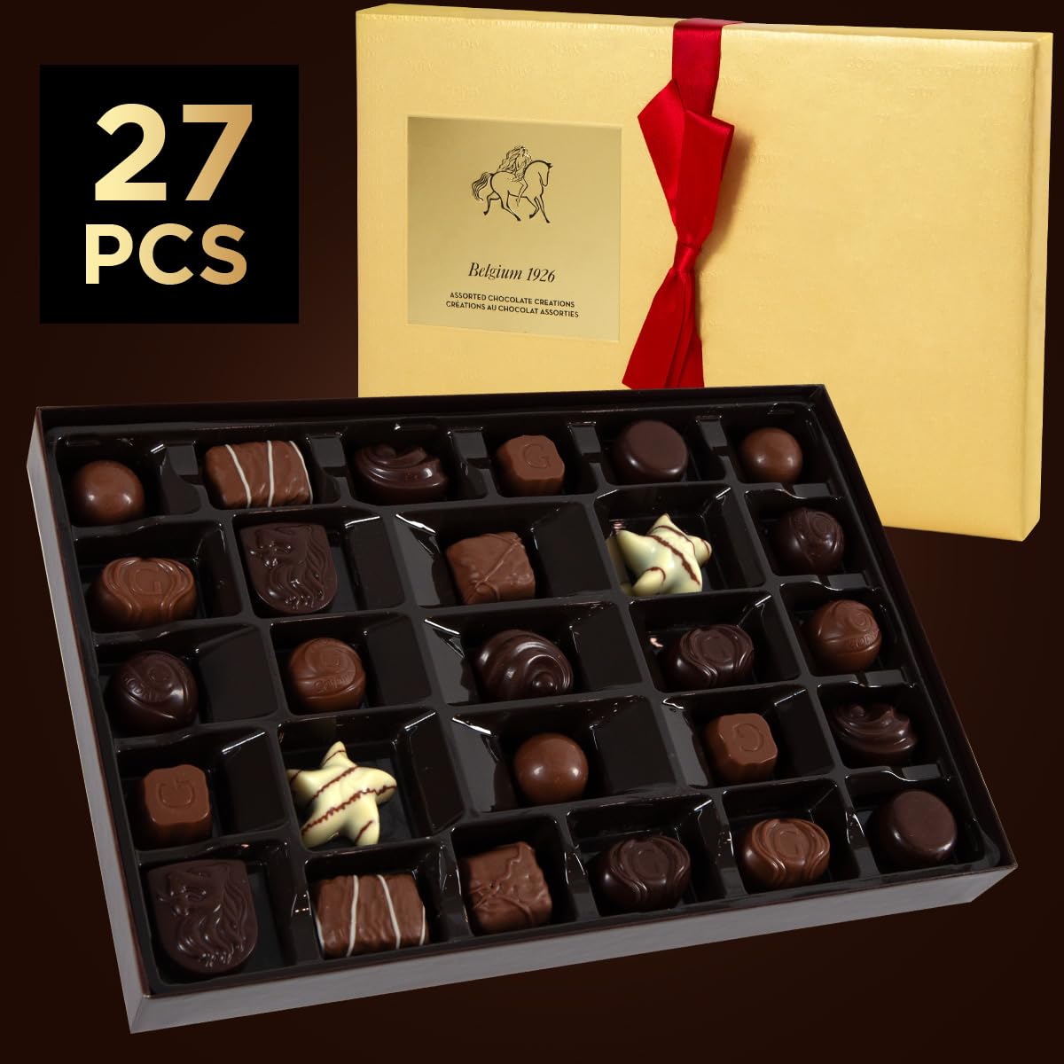 SWEETSIDE CANDY CO. Gourmet Chocolate Gift Box – 27 Belgian Chocolates, Ideal for Mother's Day & Holidays