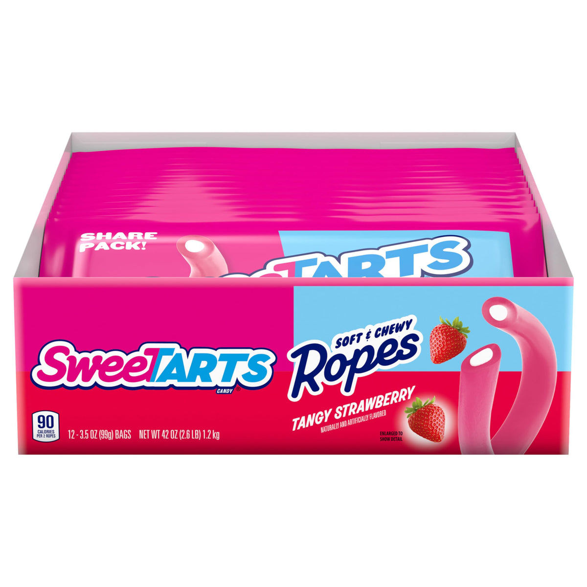 SweeTARTS Ropes Tangy Strawberry Candy — Soft & Chewy 3.5 oz (Pack of 12)