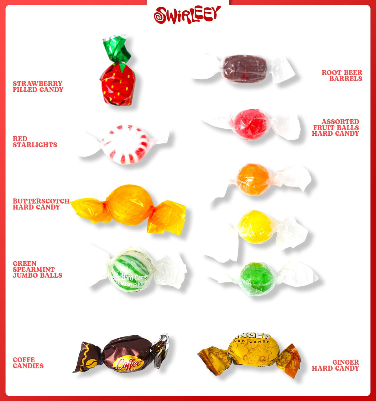 Swirleey Hard Candy Assortment – 6 lb Old Fashioned Candy for Desk, Office, School & Gifts