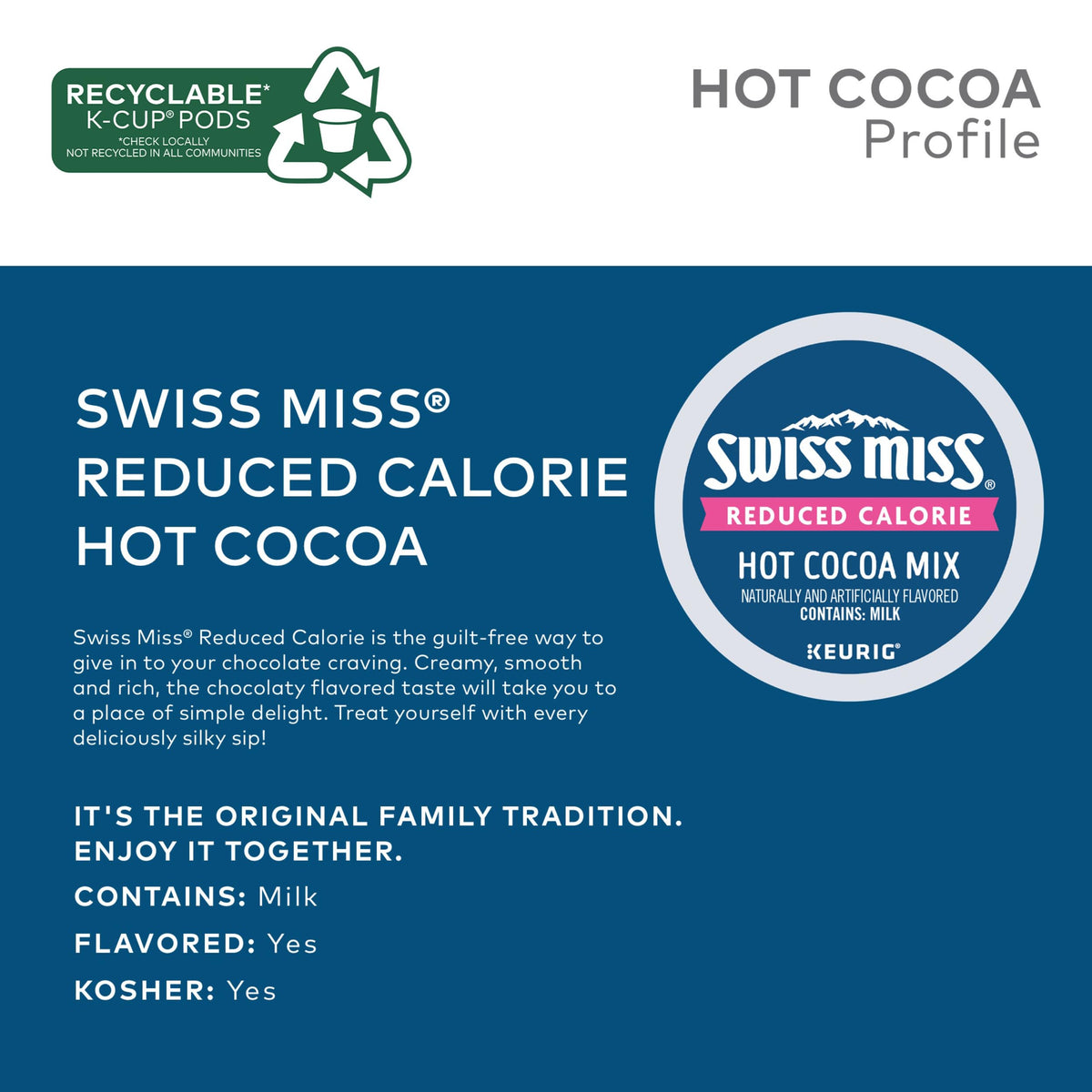 Swiss Miss Reduced-Calorie Hot Cocoa K-Cups – Single-Serve Box of 22