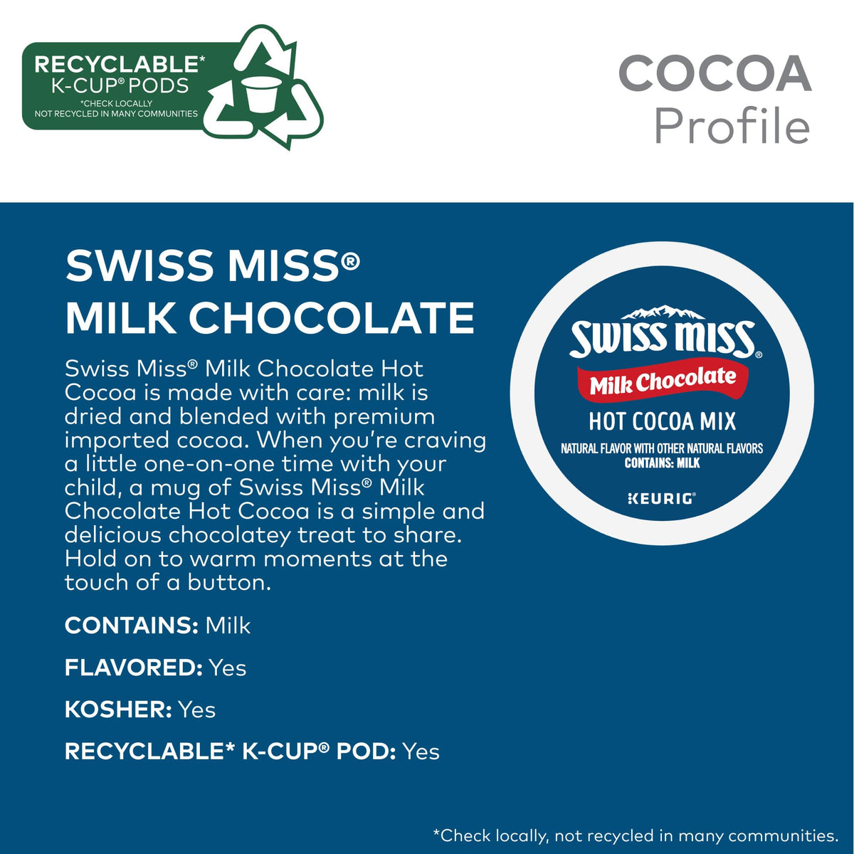 Swiss Miss Milk Chocolate Hot Cocoa K-Cup Pods – 44 Count, Keurig Compatible