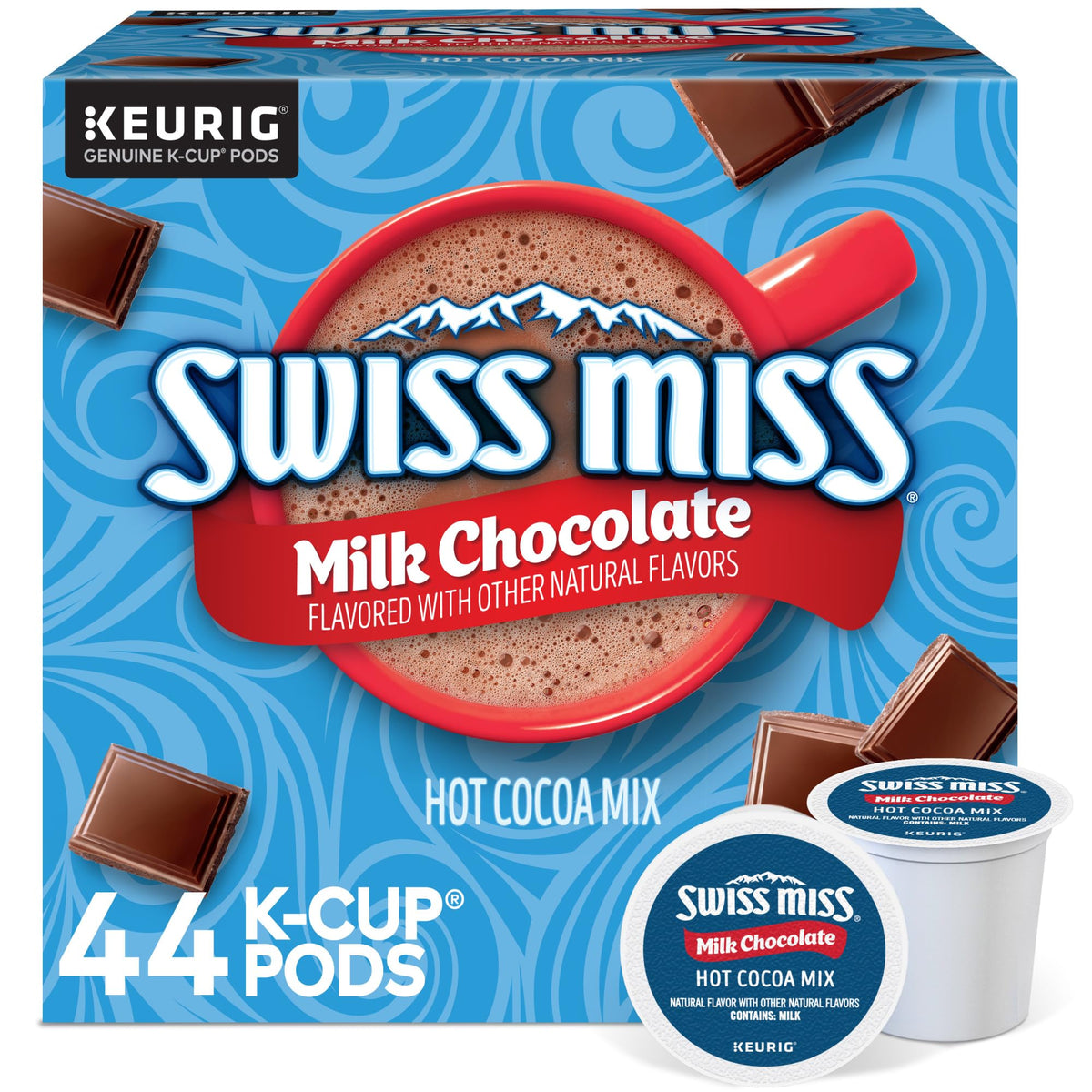 Swiss Miss Milk Chocolate Hot Cocoa K-Cup Pods – 44 Count, Keurig Compatible