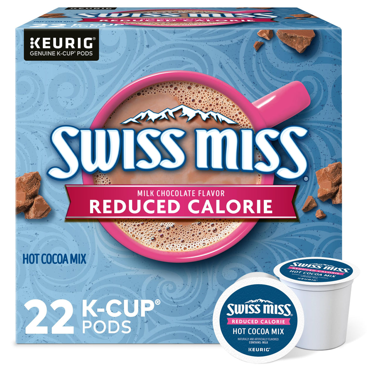 Swiss Miss Reduced-Calorie Hot Cocoa K-Cups – Single-Serve Box of 22