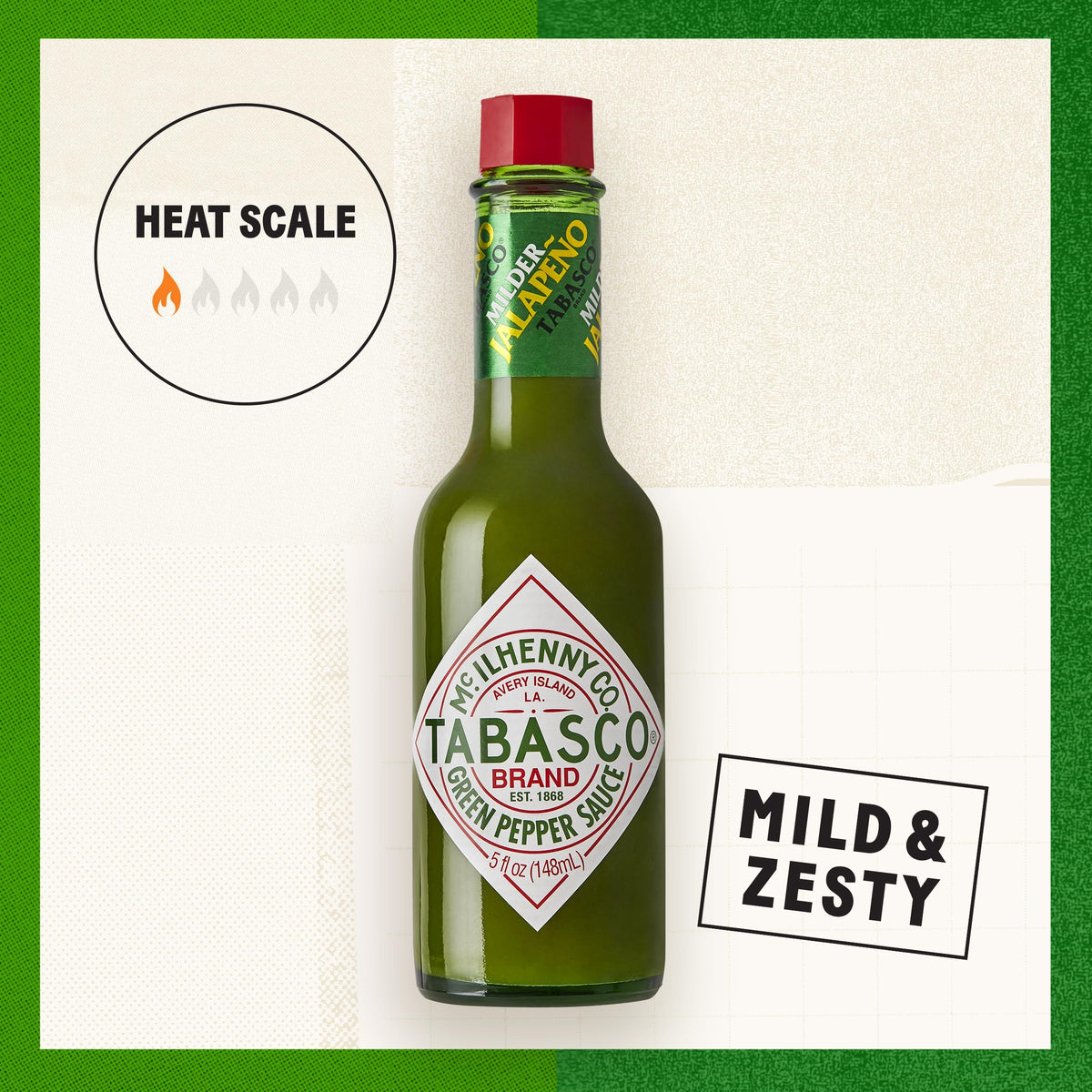 TABASCO Green Jalapeño Pepper Sauce – Mild Hot Sauce, 64 oz Bulk Jug | Versatile, Gluten Free & Vegan