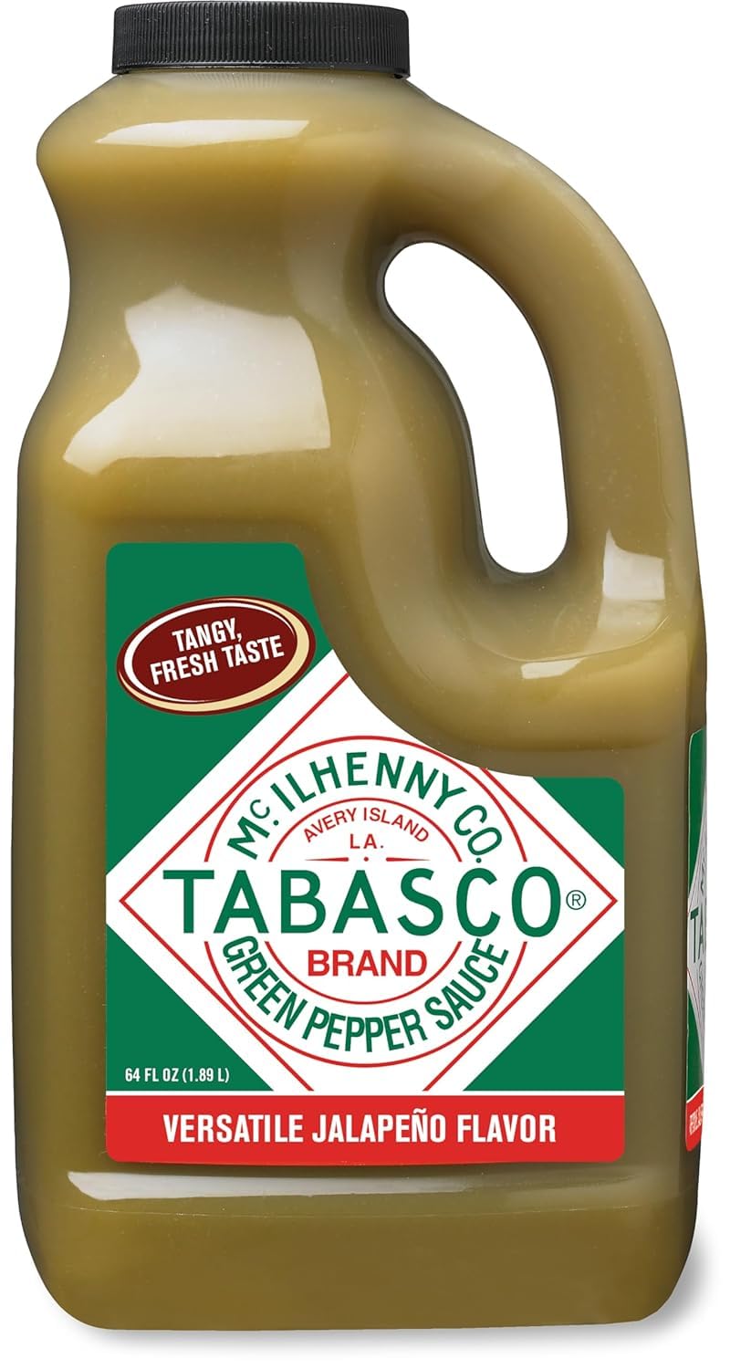 TABASCO Green Jalapeño Pepper Sauce – Mild Hot Sauce, 64 oz Bulk Jug | Versatile, Gluten Free & Vegan