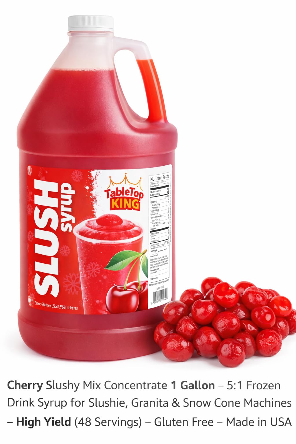 TableTop King Cherry Slushy Mix Concentrate – 1 Gallon, 5:1, Gluten Free, Made in USA