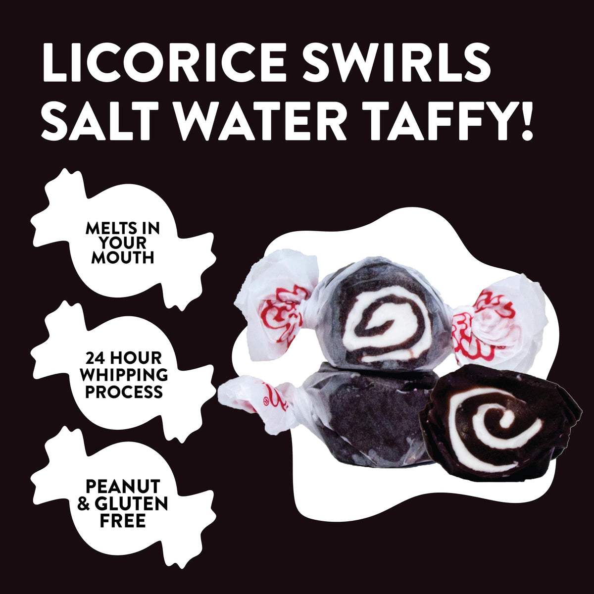 Taffy Town Licorice Swirl Saltwater Taffy – 2.5 lb Gift Pack | Gourmet, Soft & Creamy