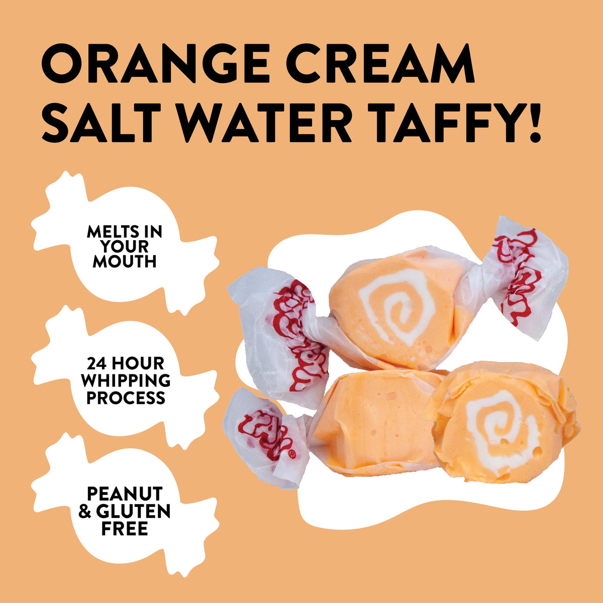 Taffy Town Saltwater Taffy – Orange Cream, 2.5 lb | Gourmet Treat