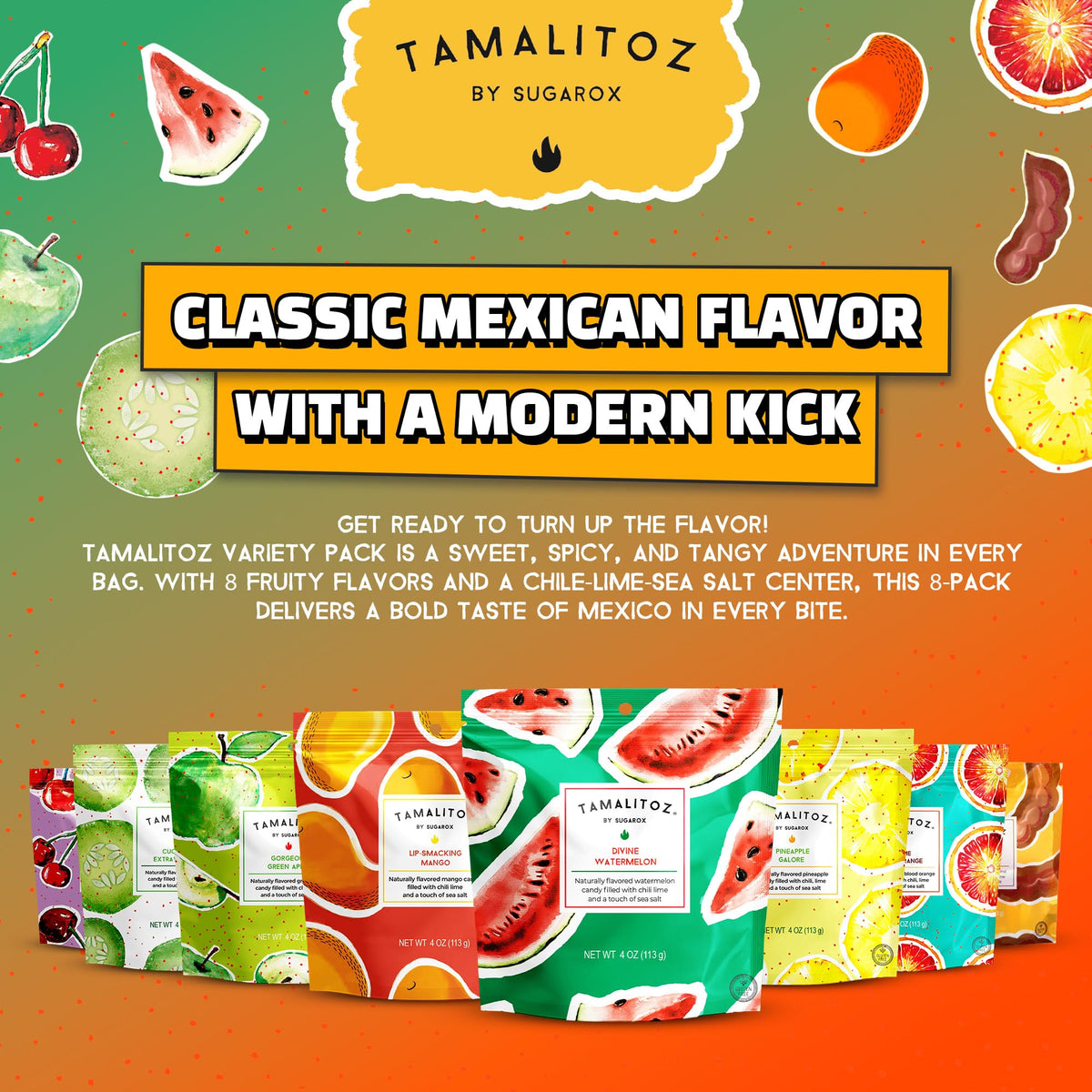 Tamalitoz Variety Pack – Spicy Mexican Hard Candy with Chile, Lime & Sea Salt | 8 Flavors by Sugarox