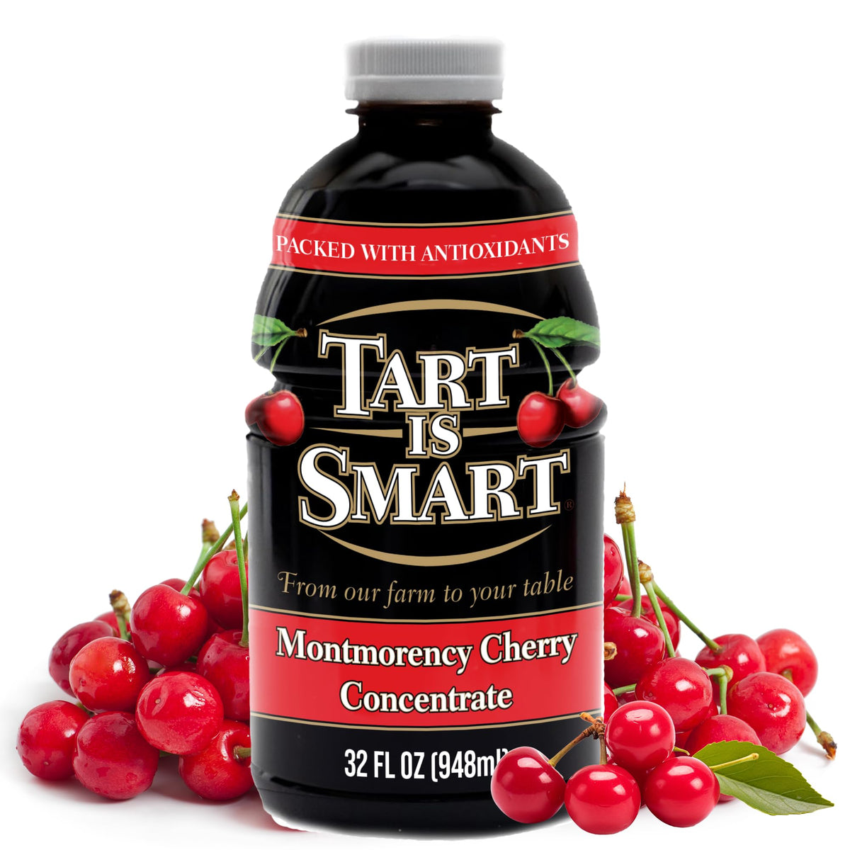 Tart is Smart Montmorency Tart Cherry Juice Concentrate – No Added Sugar, 32 oz Bottle (Yields Up to 2 Gallons)