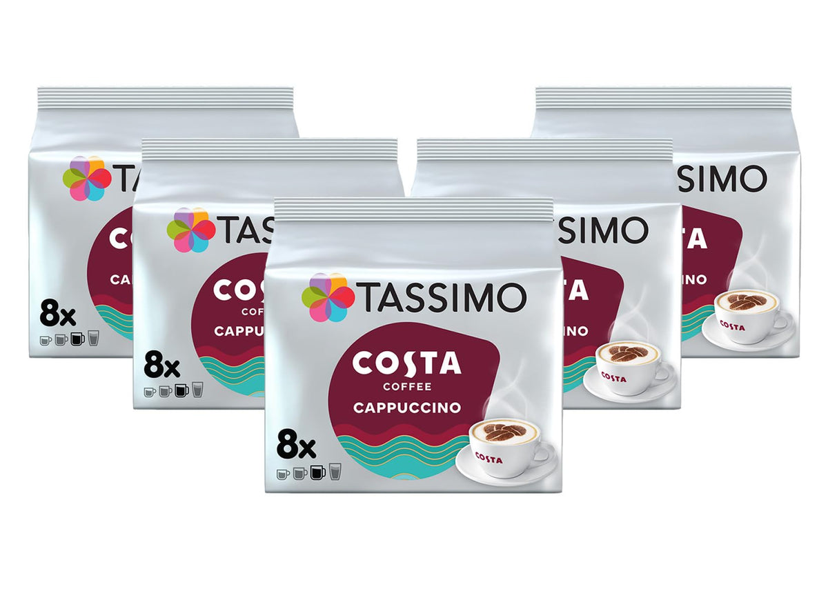 Costa Cappuccino Tassimo Pods – 80 Discs, 40 Servings (Pack of 5)