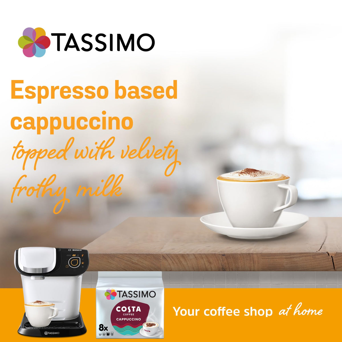 Costa Cappuccino Tassimo Pods – 80 Discs, 40 Servings (Pack of 5)