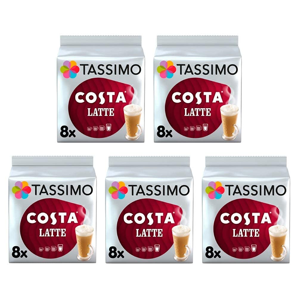 TASSIMO Costa Latte Pods — 80 Discs (40 Servings) | Pack of 5