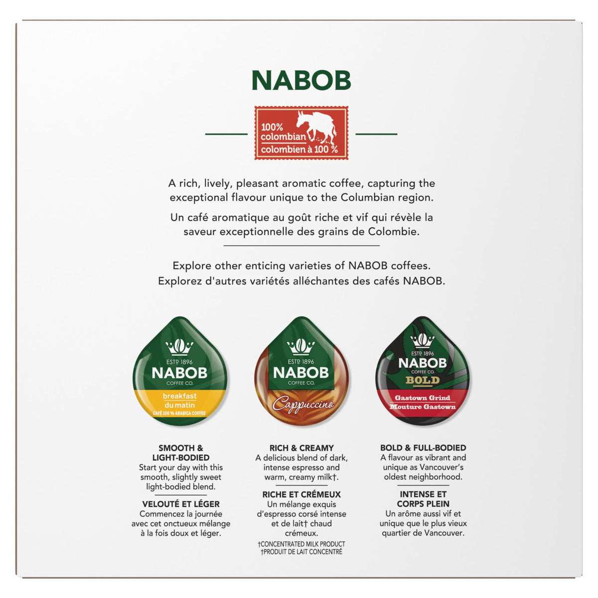 Tassimo Nabob 100% Colombian Coffee T-Discs - 28-Count, Imported from Canada