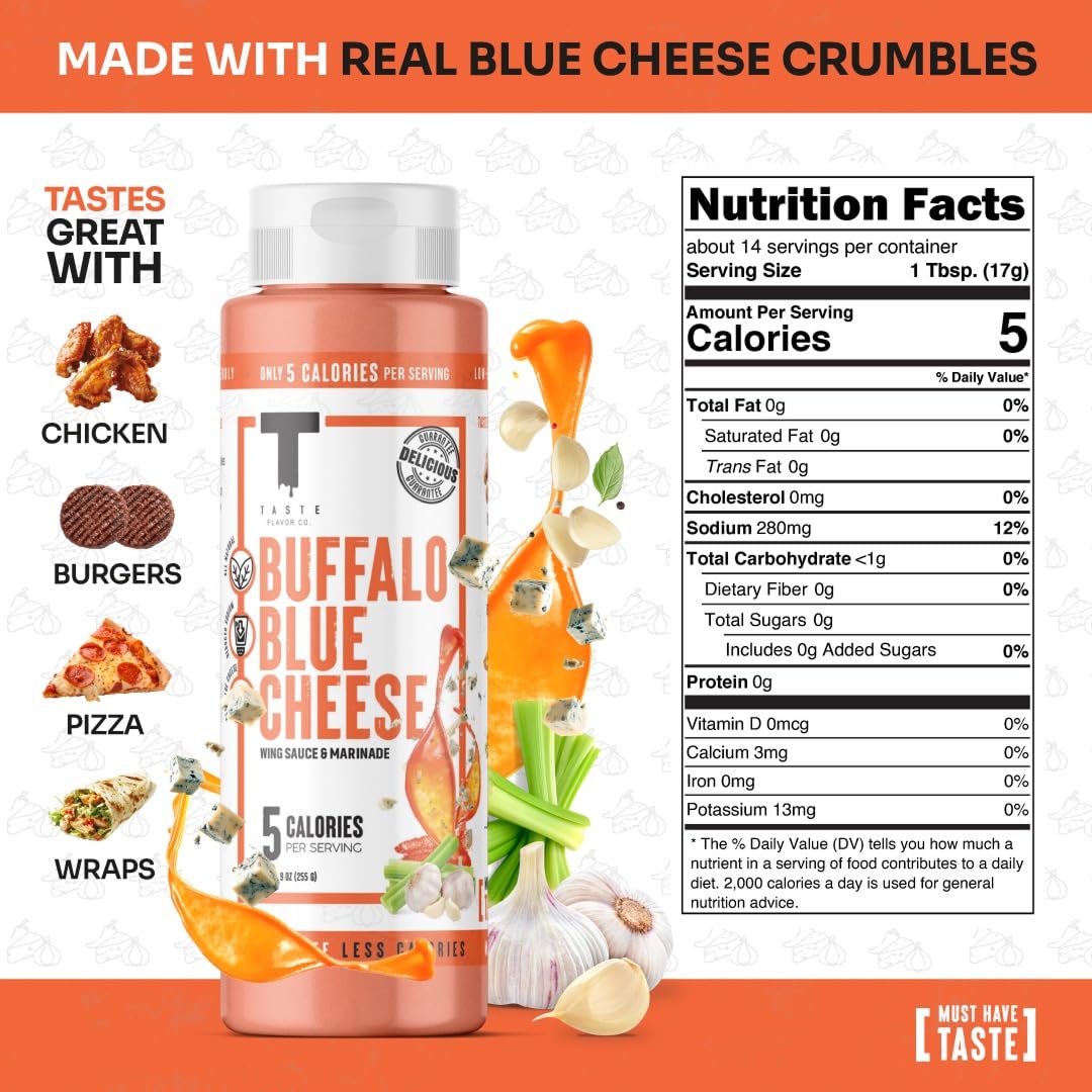 Taste Flavor Co. Buffalo Blue Cheese Grilling & Dipping Sauce – 3 Pack, Keto & No Oils