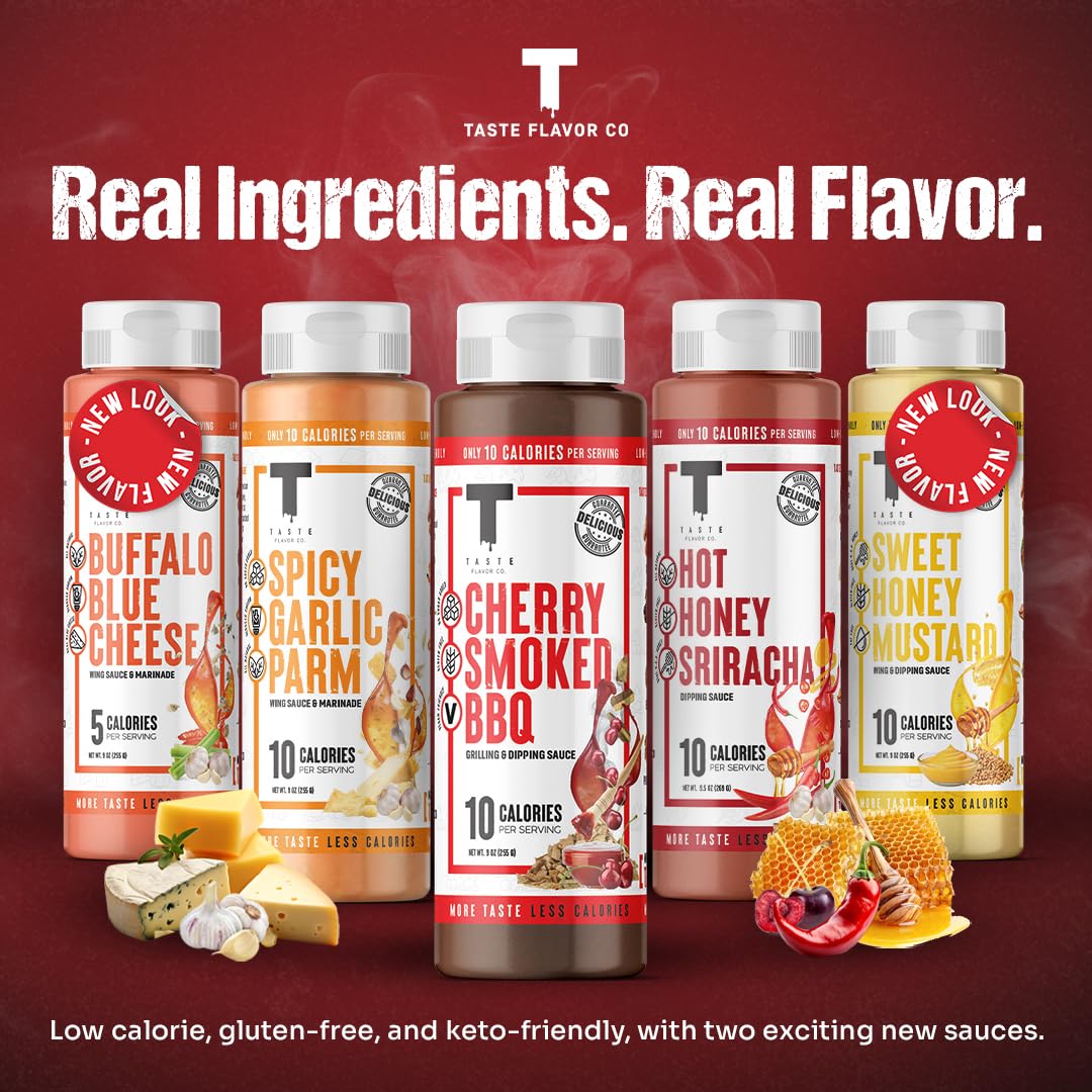 Taste Flavor Co. Spicy Garlic Parm Grilling, Dipping Sauce & Marinade – Keto, Low-Calorie, No Oils (3 Pack)