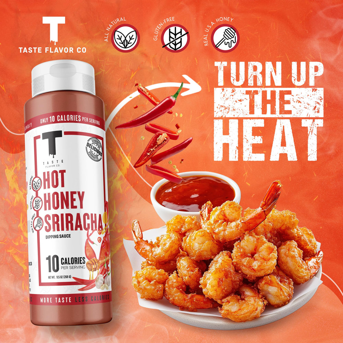 Taste Flavor Co. Grilling, Dipping Sauce & Marinade – Keto Friendly, Low-Calorie, No Oils (3 Pack, Hot Honey Sriracha)