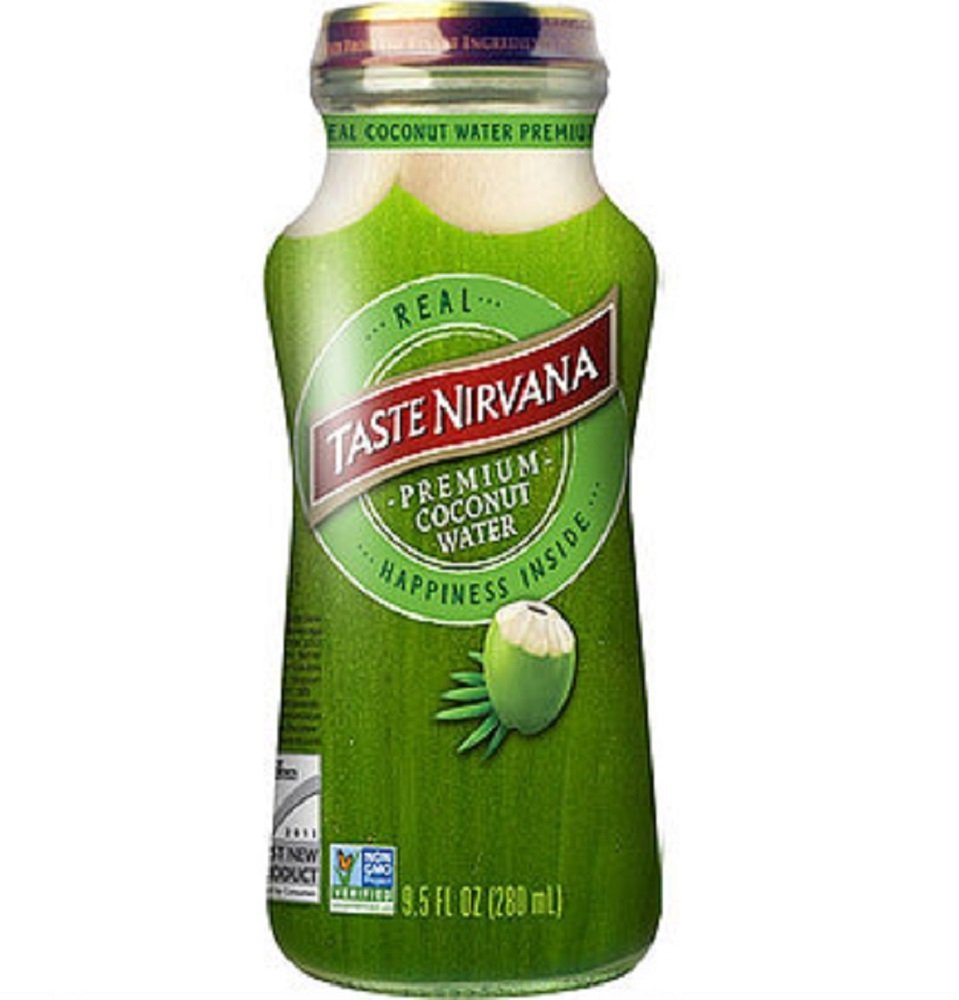 Taste Nirvana Real Coconut Water – Premium Thai Young Coconut, 9.5 oz Glass Bottles (Pack of 12)