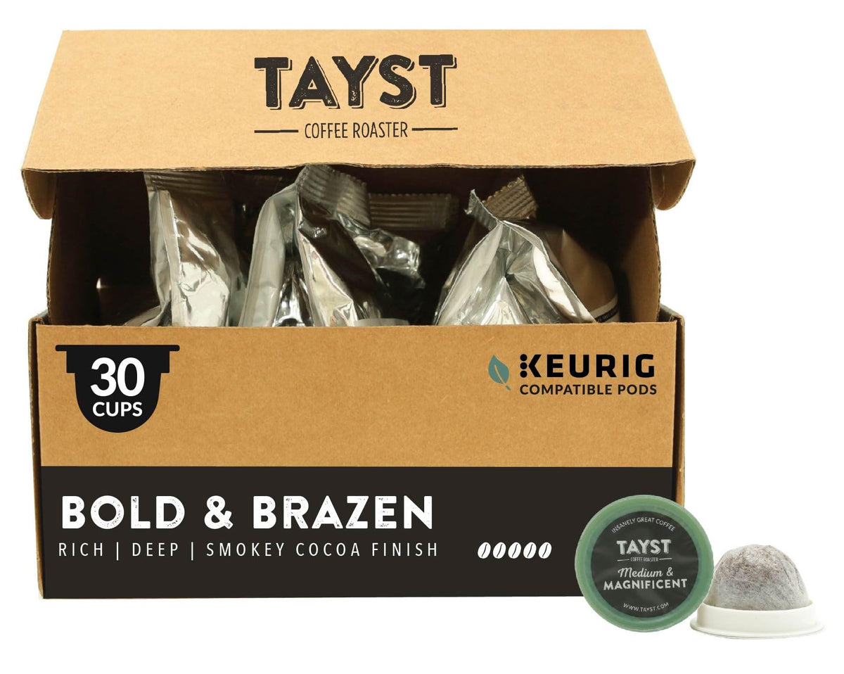 Tayst Coffee Pods – Bold & Brazen Dark Roast (K-Cup Compatible) | Sustainable Single-Serve, Pack of 30
